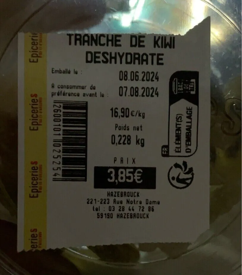Tranche de kiwi déshydratée