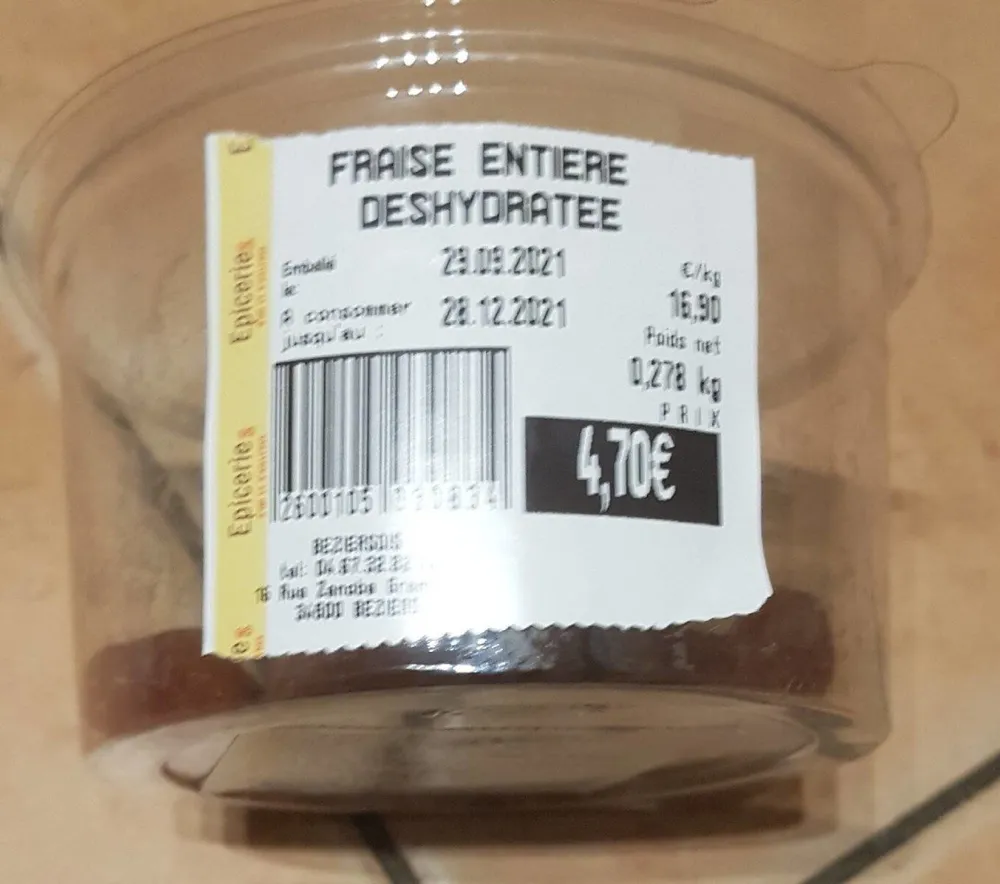 Fraises entière déshydratés