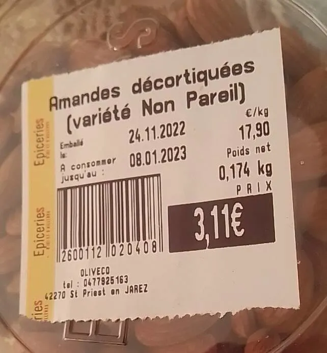 Amandes décortiquer variété non pareil