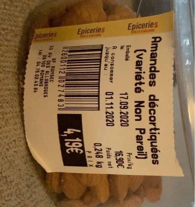 Amandes décortiquées