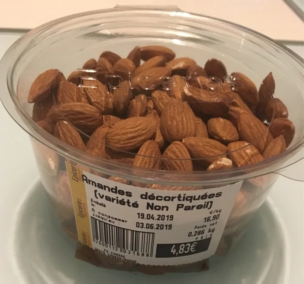 Amandes décortiquées (variété non pareil)