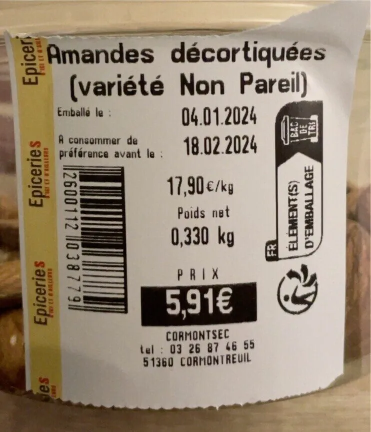 Amandes décortiquées