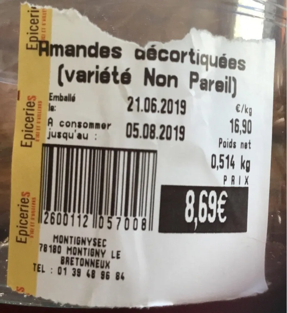 Amandes decortiquees non salees