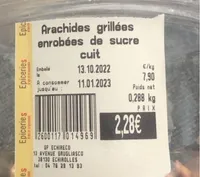 Arachides grillees enrobees de sucre cuit
