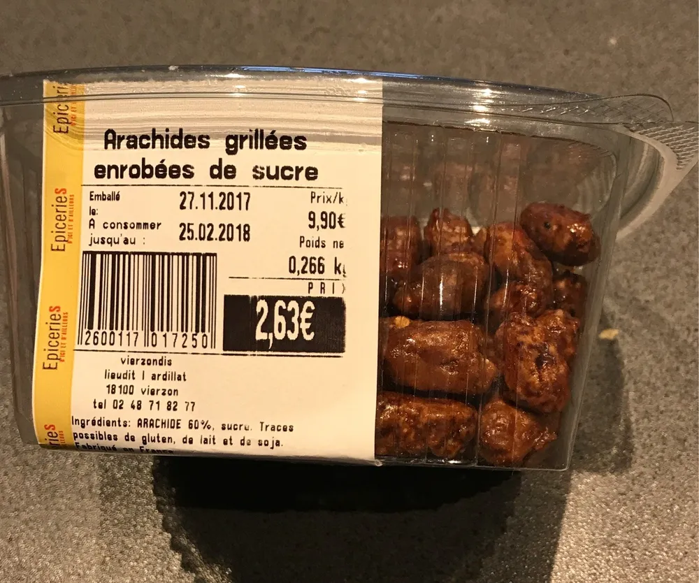 Arachides Grillées Enrobées de Sucre