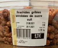 Arachides grillées enrobées de sucre cuit