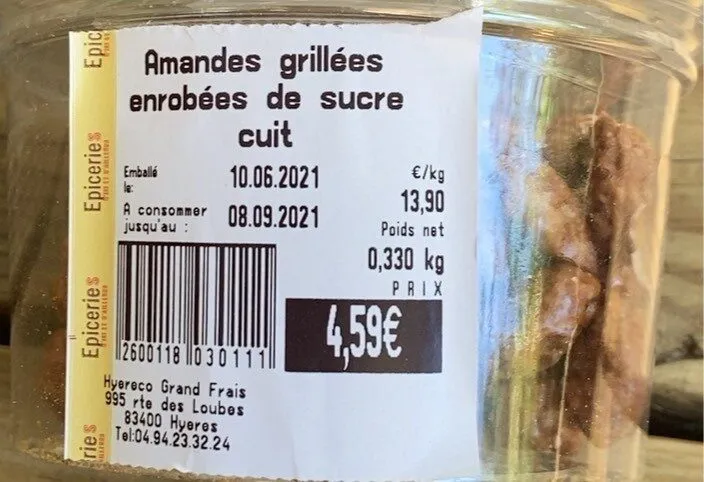 Amandes grillees enrobees de sucre ciit