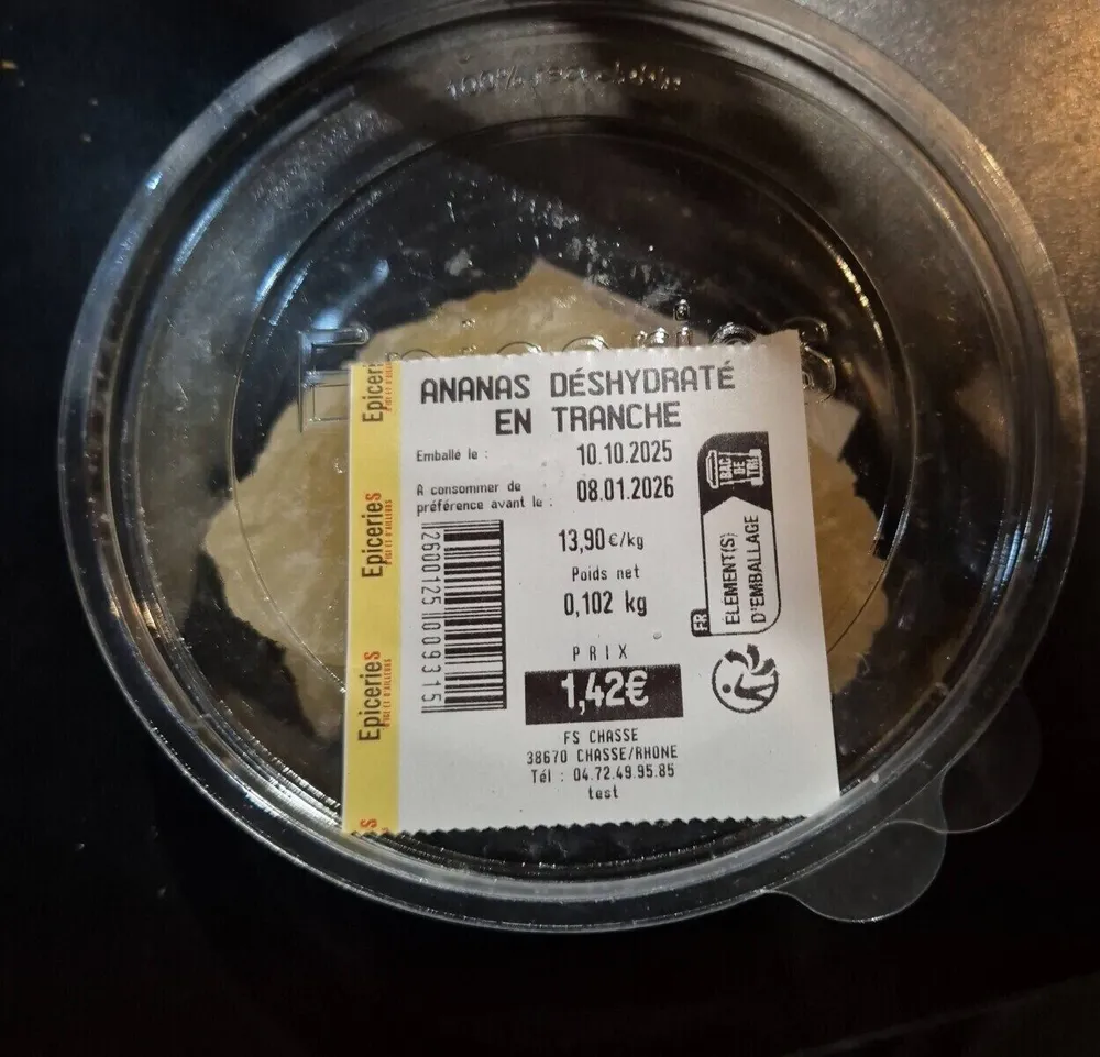 Ananas deshydraté en tranches