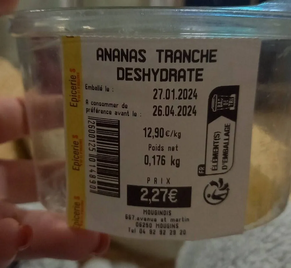 Ananas tranche déshydraté