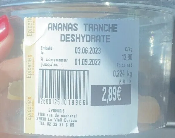 Ananas tranché desydraté