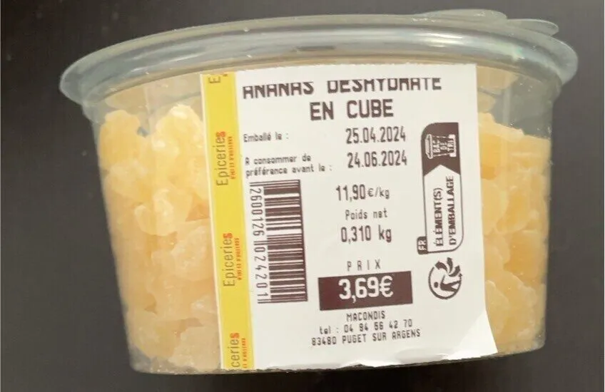 Ananas déshydraté cube
