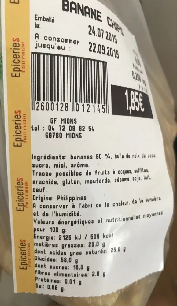 Bananes deshydratée