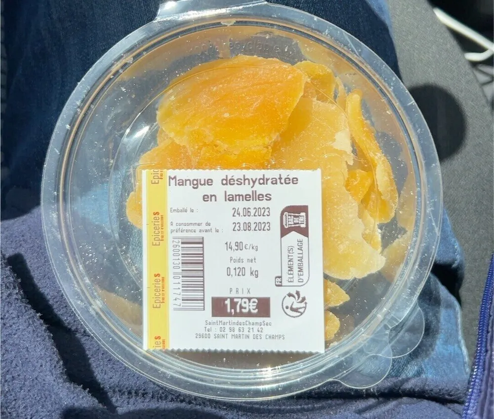 Mangue déshydratée en lamelles