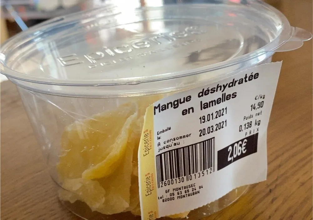 Mangue désydratée en lamelles