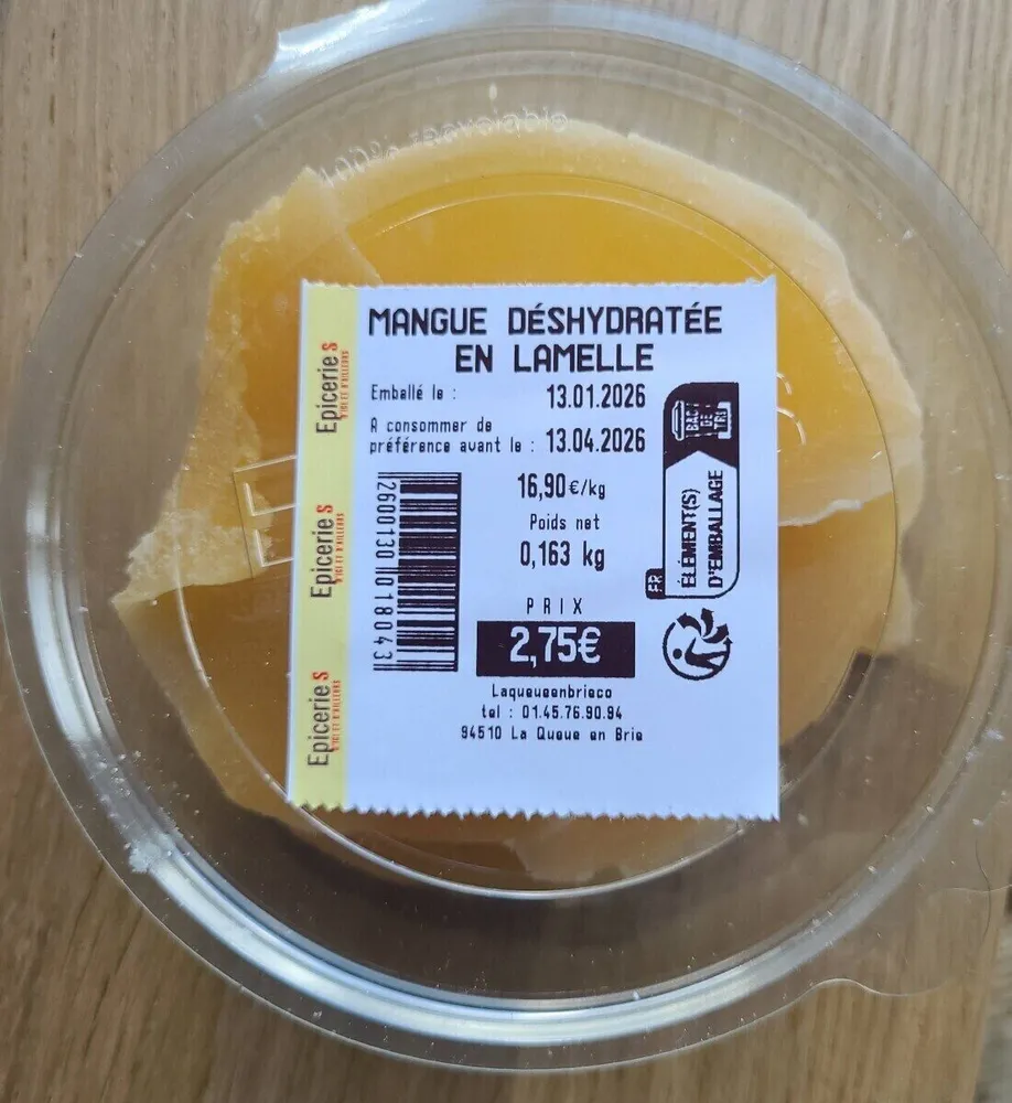 Mangue déshydratée en lamelle
