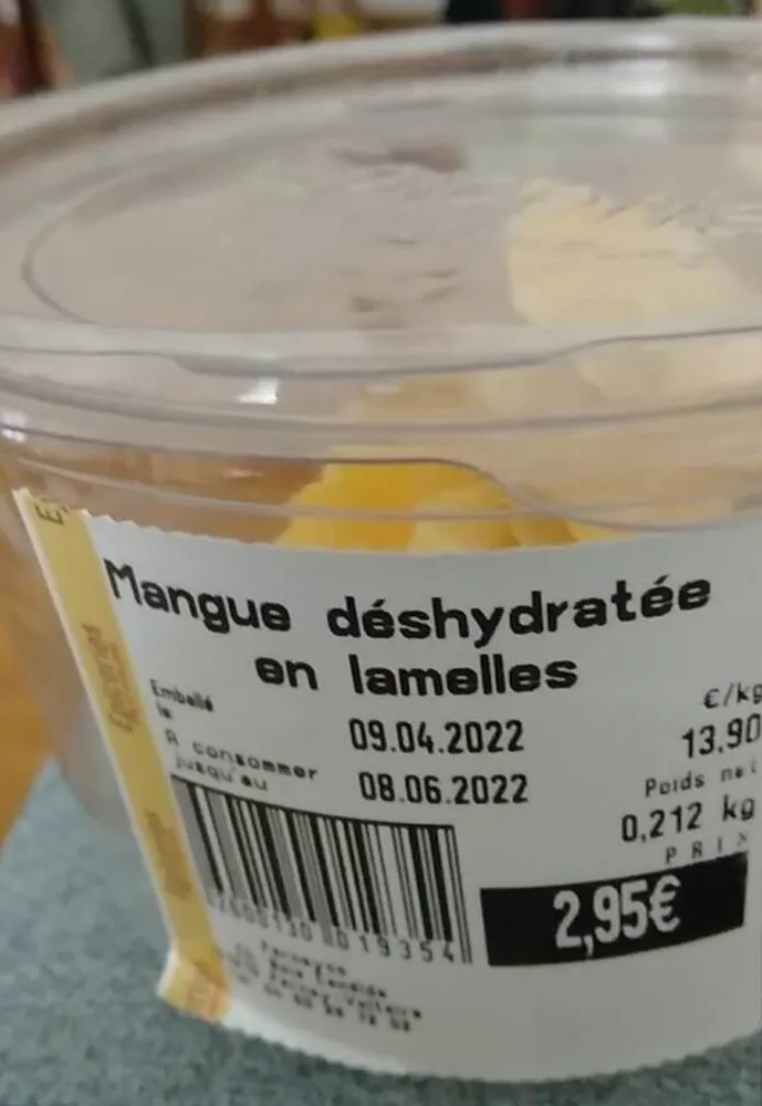 Mangues deshydratees en lamelles