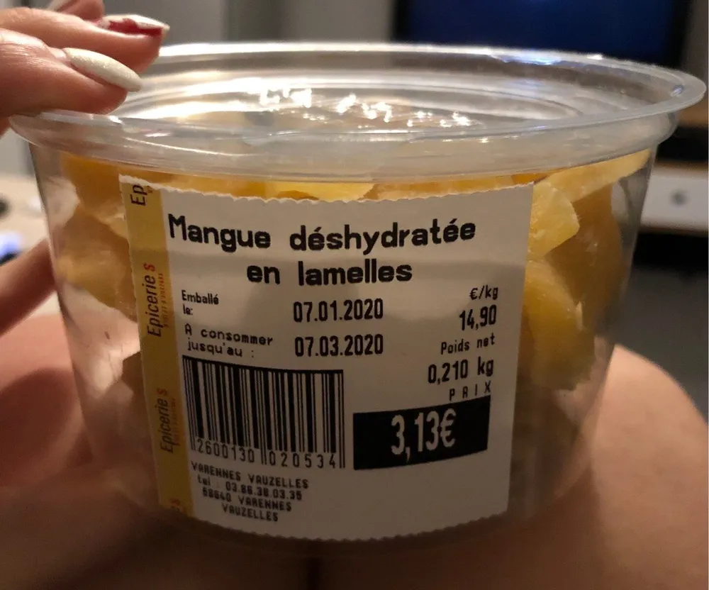 Mangue déshydratée en lamelles