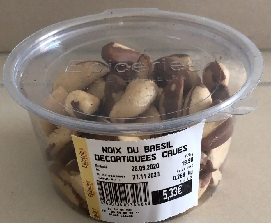 Noix du bresil decortiquees crues