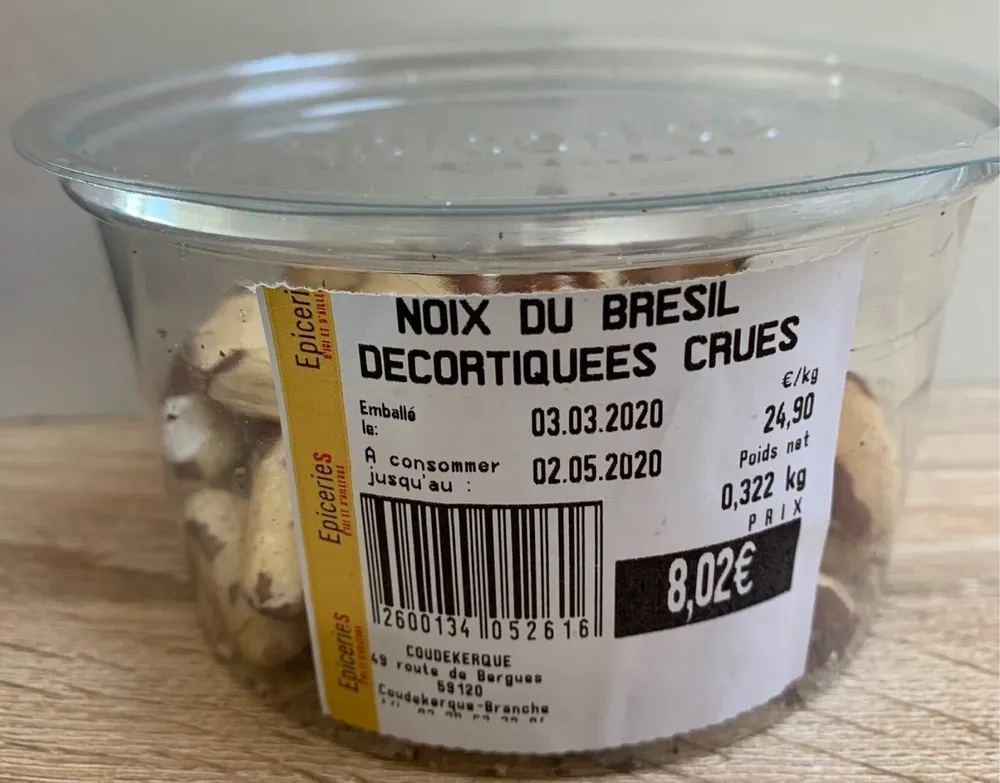 Noix du bresil decortiquées crues