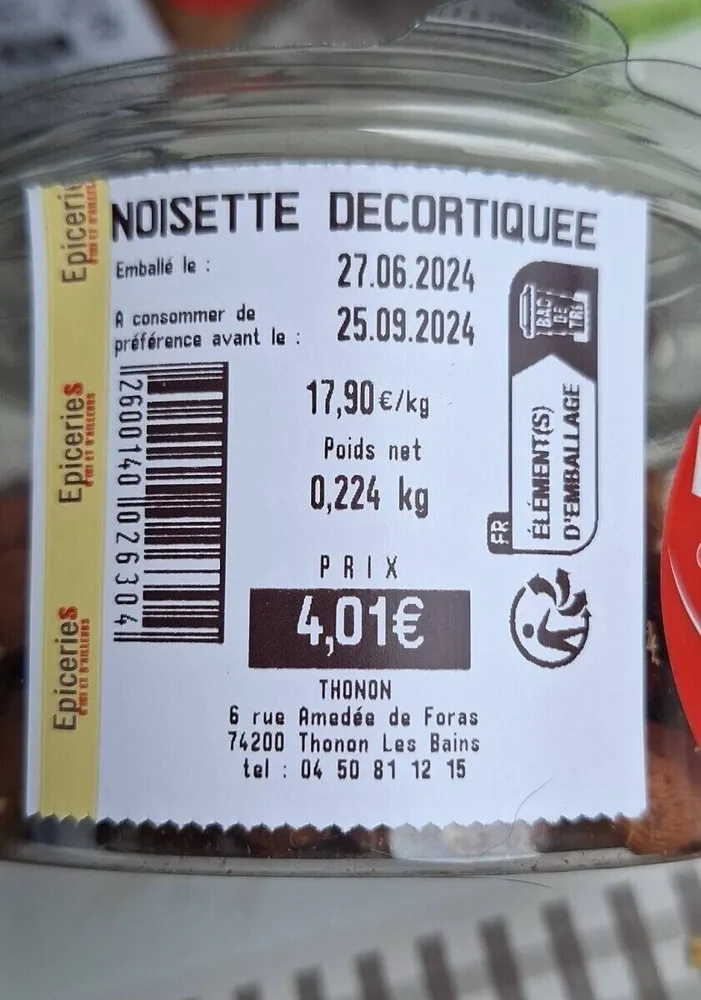 Noisette decortiquee