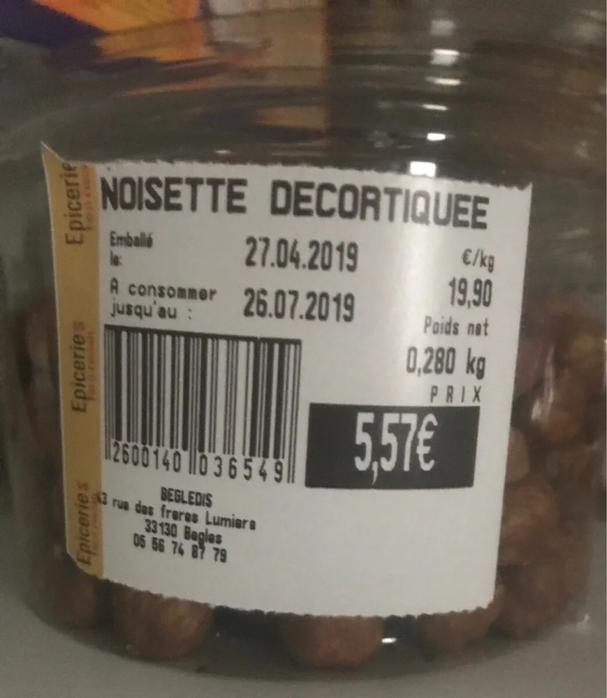 NOISETTE DECORTIQUÉE