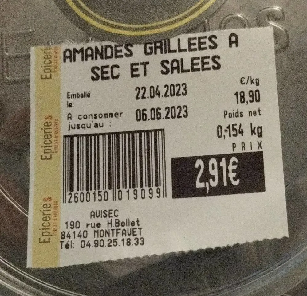Amandes grillées a sec et salées