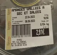 Amandes grillées a sec et salées