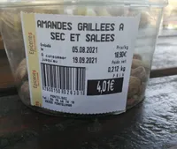 Amandes grillées à sec et sallees