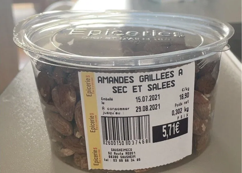 Amandes grilles a sec et salees