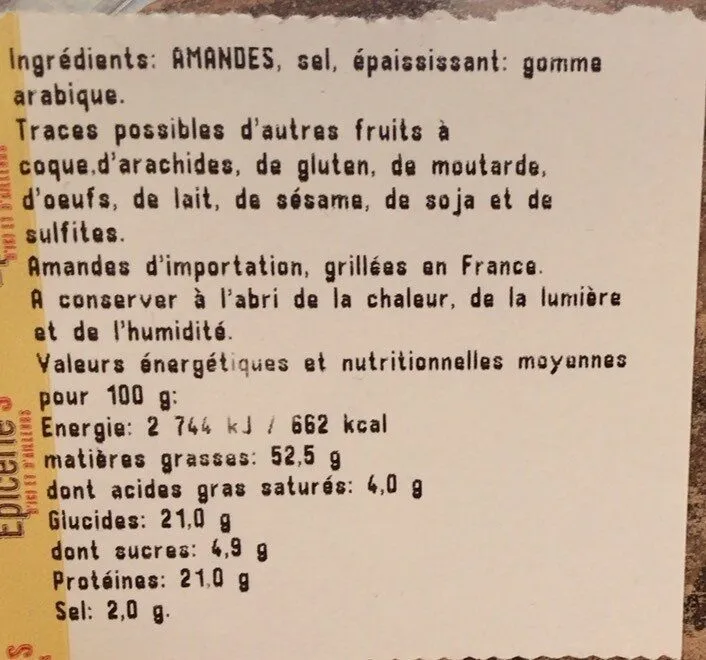Amande grillees a sec et salees