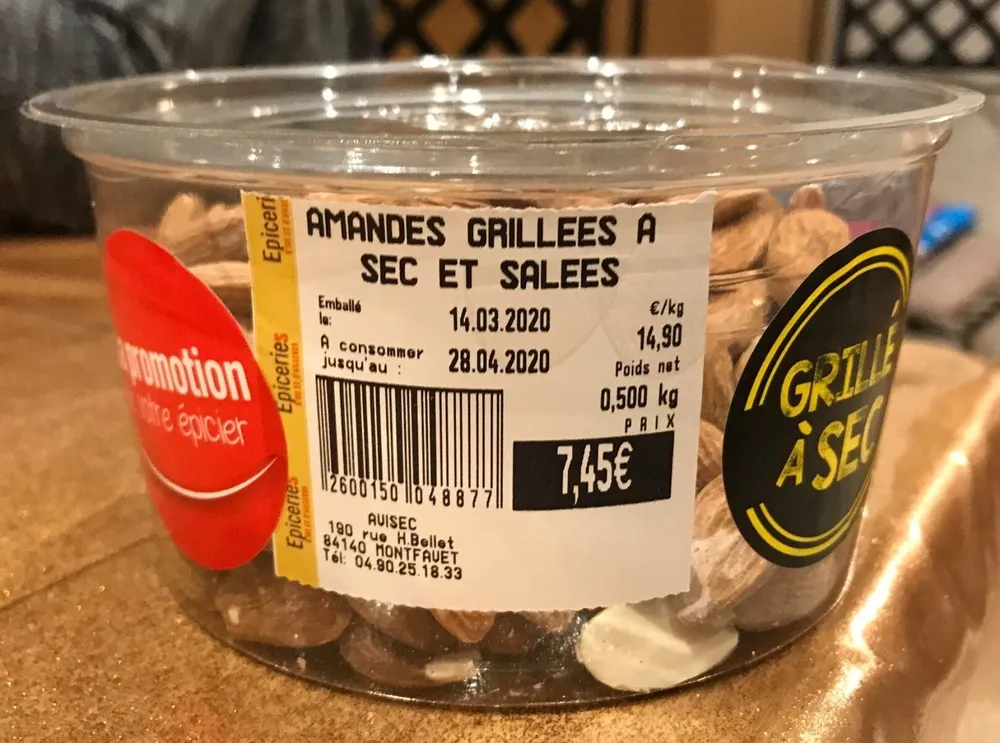 Amandes grillés à sec et salées