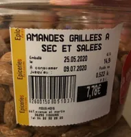 Amande grilees sec et salees