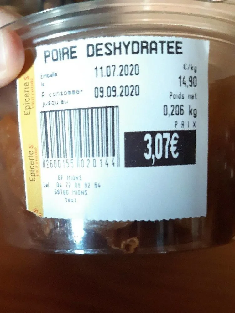 Poire deshydratee