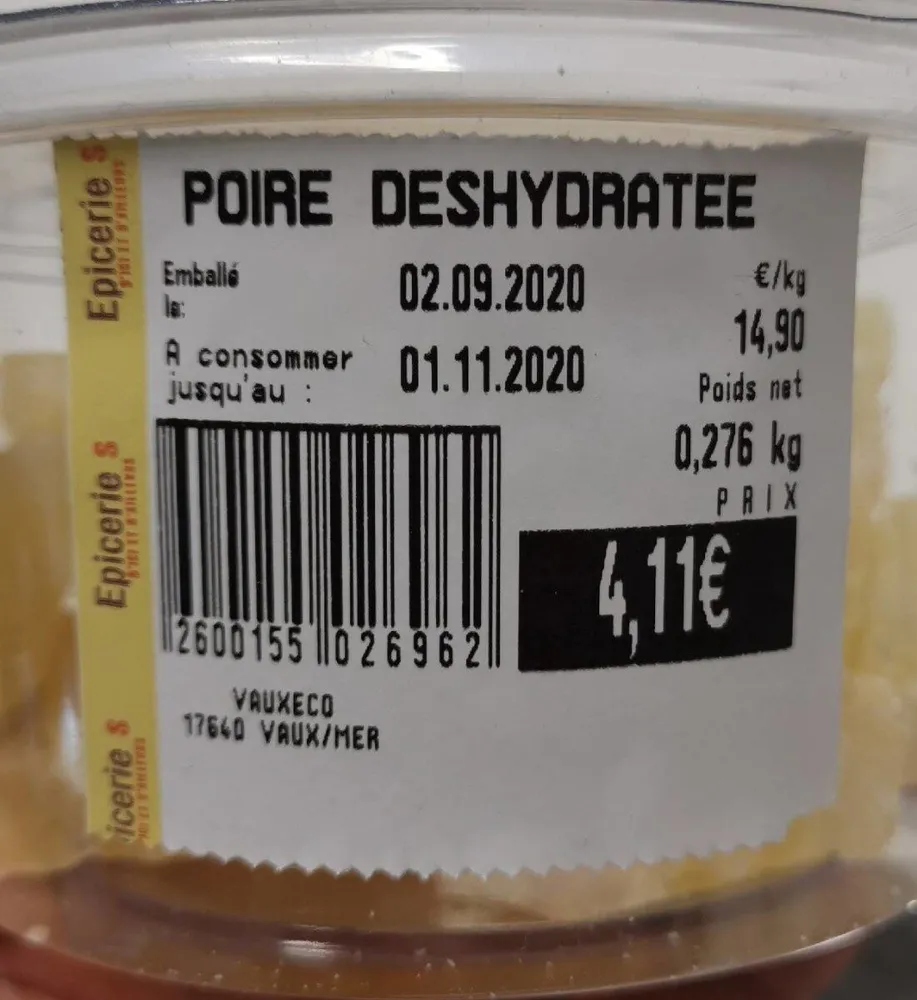 POIRE DÉSHYDRATATEE