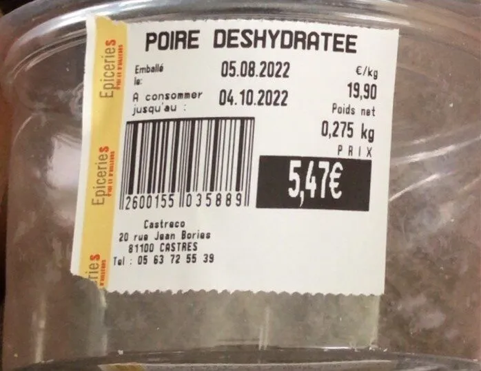 Poire deshydratee