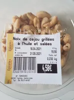 Noix de cajou grillées à l'huile et salées