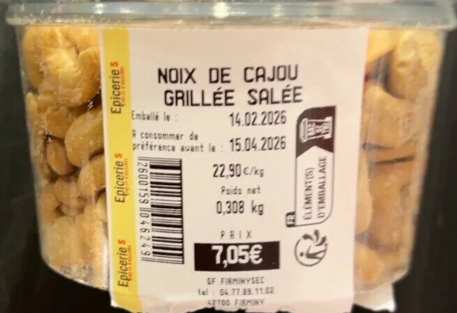 Noix de cajou grillée salée