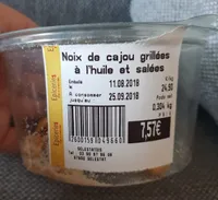 Noix de cajou griller a lhuile et salées