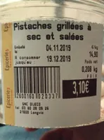 Pistaches grillées à sec et salées