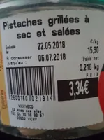 Pistaches grillées à sec et salées