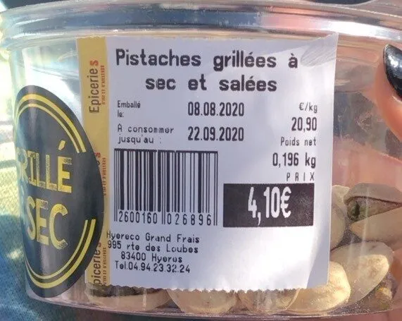 Pistaches grillées a sec et salées