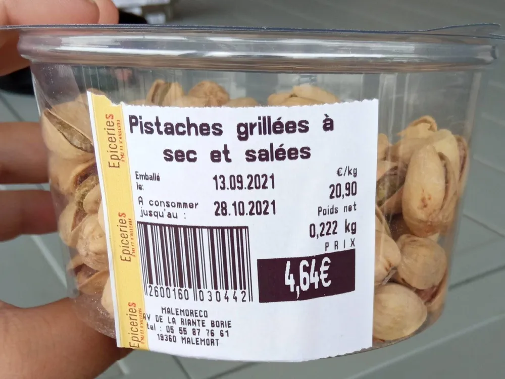 Pistache grillées à sec et salées