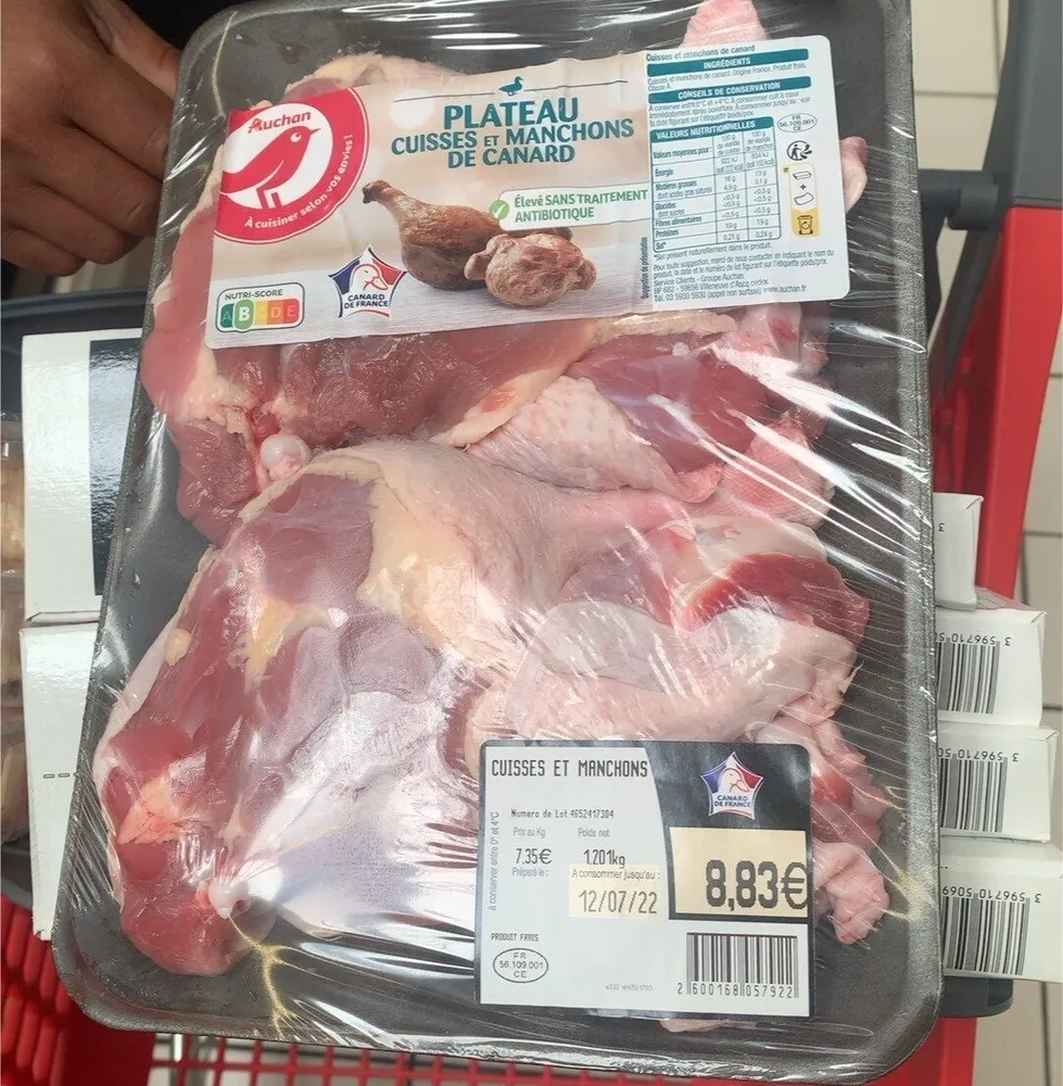 Plateau cuisse et manchons de canard