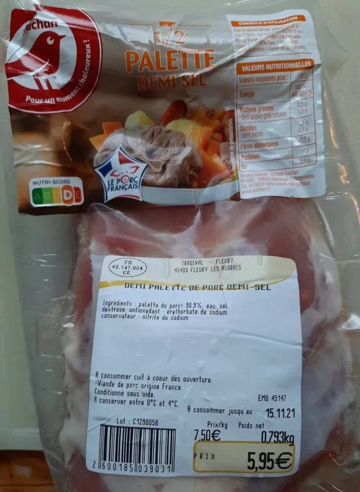 Demi palette de porc 1/2 sel