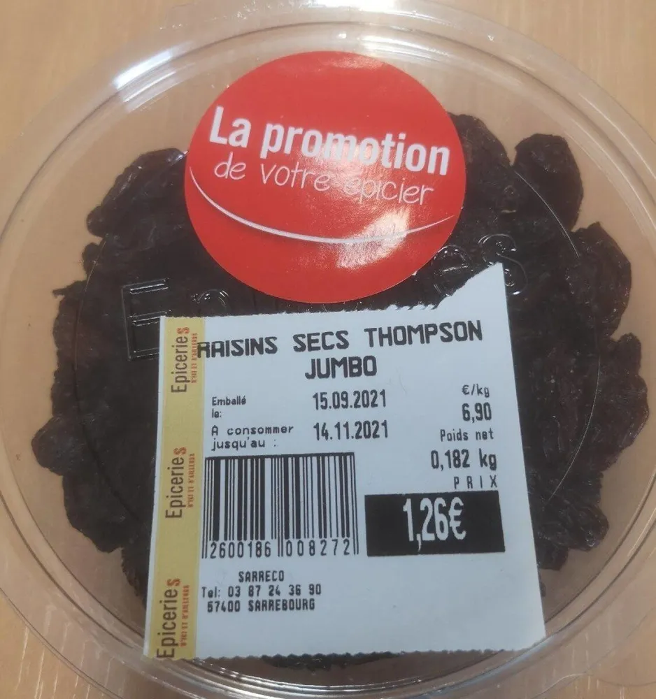 Raisins secs Thompson jumbo