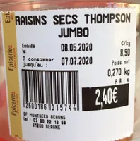 Raisins secs thompson jumbo
