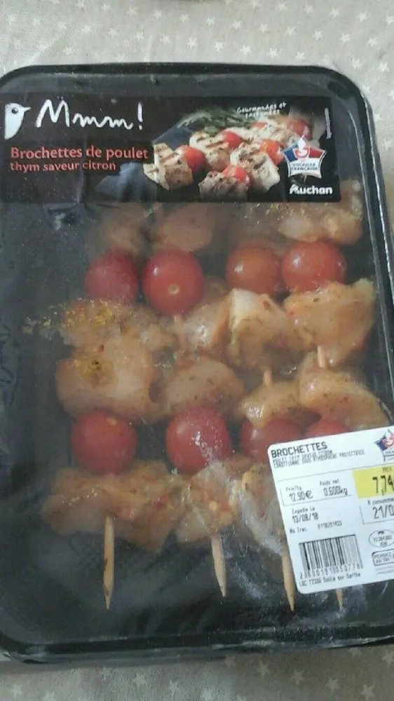 Brochettes de poulet thym saveur citron