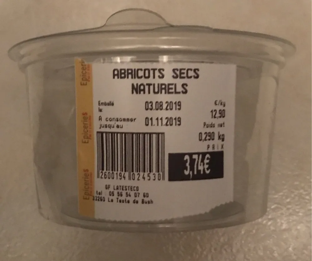 Abricots secs naturels