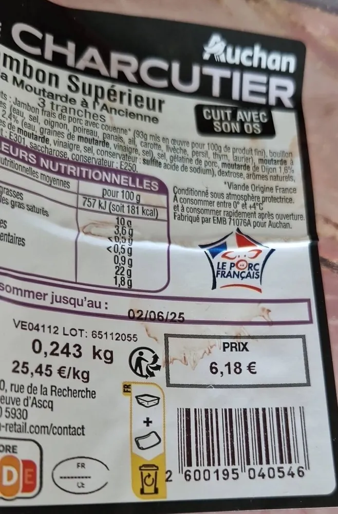 Jambon Supérieur à la Moutarde à l'Ancienne