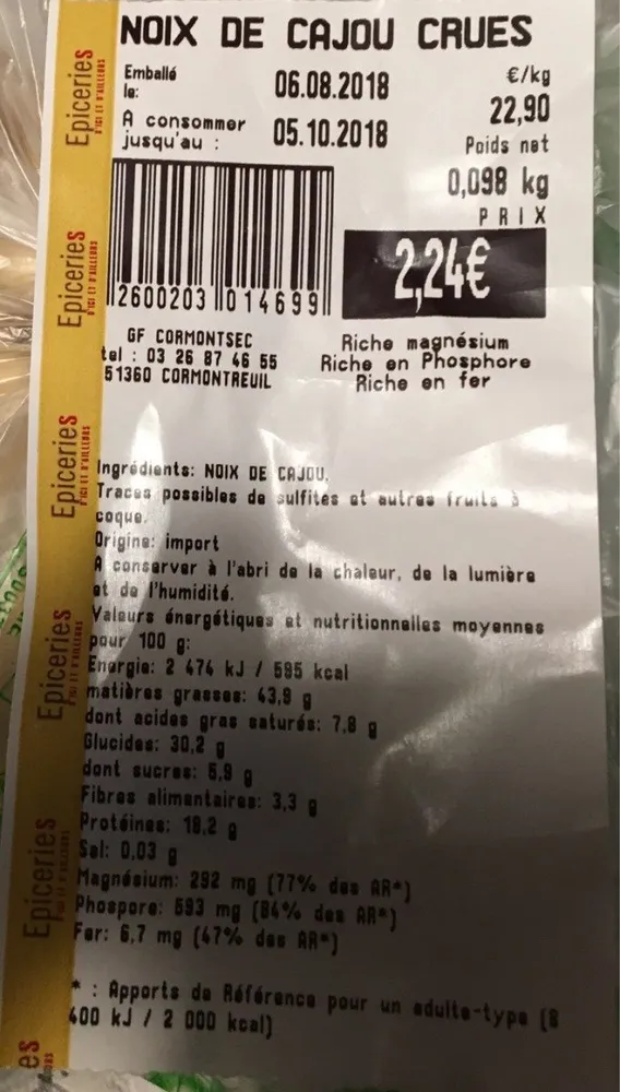 Noix de cajou crues